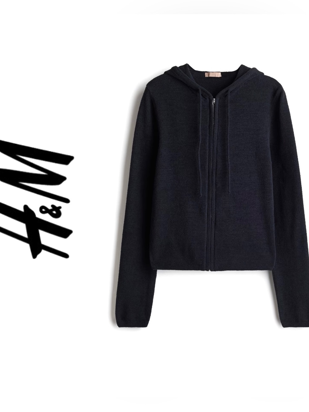 H&M Women’s Nearly Black Chenille  Hooded Jacket